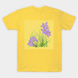 Crocus Flowers on Yellow T-Shirt